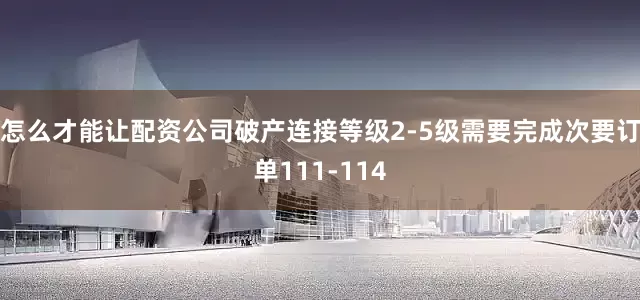 怎么才能让配资公司破产连接等级2-5级需要完成次要订单111-114